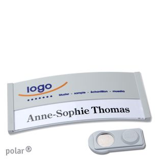 Name badges color-print magnet 74 x 34 mm  | light grey  | smag® Magnet 