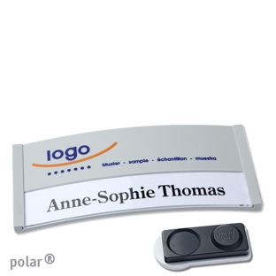 Name badges color-print magnet 74 x 34 mm  | light grey  | smag® magnet, extra strong 