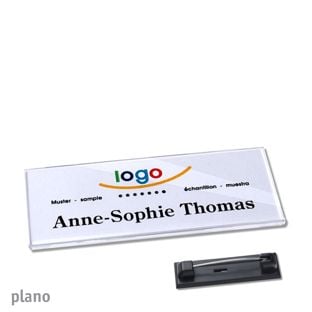 Name badges with pin PLANO 75 x 27 mm 