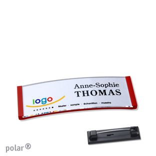 Name badges polar® quick-print stainless steel pin 64 x 22 mm  | red 