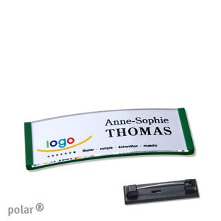 Name badges polar® quick-print stainless steel pin 64 x 22 mm  | green 