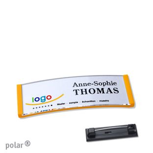 Name badges polar® quick-print stainless steel pin 64 x 22 mm  | yellow 
