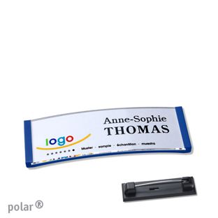 Name badges polar® quick-print stainless steel pin 64 x 22 mm  | blue 