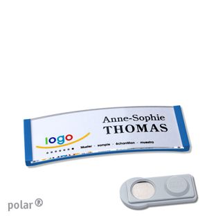 Name badges polar® quick-print magnet 64 x 22 mm  | smag® Magnet  | medium blue 