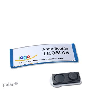 Name badges polar® quick-print magnet 64 x 22 mm  | smag® magnet, extra strong  | medium blue 