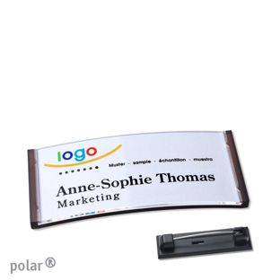 Name badges polar® quick-print stainless steel pin 65 x 30 mm  | translucent|anthracite 