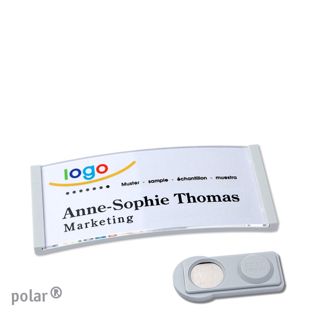 Name badges polar® quick-print magnet 65 x 30 mm  | smag® Magnet  | light grey 