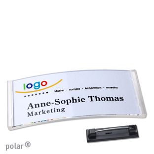 Name badges polar® quick-print stainless steel pin 74 x 34 mm  | transparent 