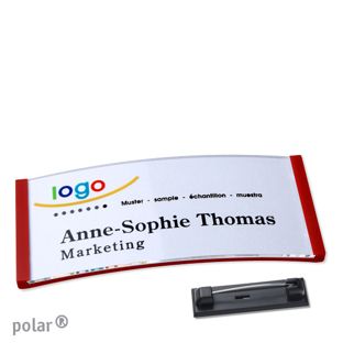 Name badges polar® quick-print stainless steel pin 74 x 34 mm  | red 
