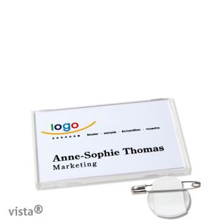 Name badges with clamp Vista 40 60 x 37 mm  | white 