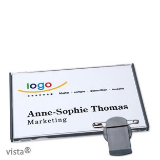 Name badges with clamp Vista 40 75 x 47 mm  | anthracite 