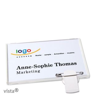 Name badges with clamp Vista 40 75 x 47 mm  | white 