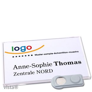 Name badges VISTA, magnetic 85 x 54 mm  | white  | smag® Magnet 