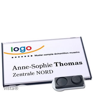 Name badges VISTA, magnetic 85 x 54 mm  | anthracite  | smag® magnet, extra strong 