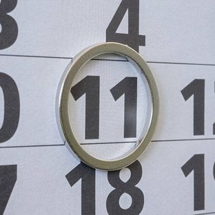 Ring magnets used as date indicator for desk calendars, neodymium, N40, nickel-plated, including matching metal discs 25 mm | 20 mm