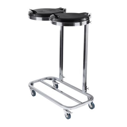 Bin bag holder 120 litre double with lid, with castors, steel 
