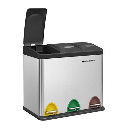 Pedal bin, 3 x 8 litres
 silver