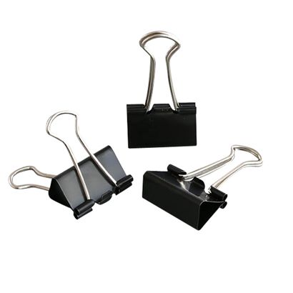 Fold back clips, black 25 mm