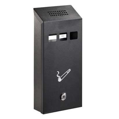 Wall-mounted ashtray CAIRNS, steel, black 