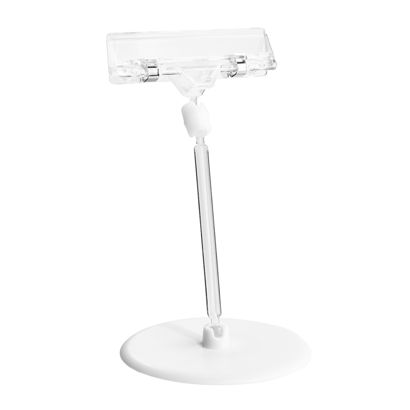 Sign Clip s držákem na štítky a samolepicím talířovým podstavcem (Ø 90 mm), 10 cm prodloužení, transparentní 