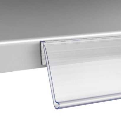 Regálová lišta NO, samolepicí, čtecí úhel 15° 39 mm | 1000 mm | transparentní provedení 
