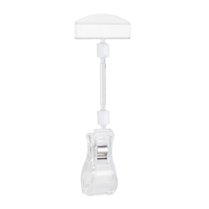 Sign Clip s držákem na cenovky a velkou svorkou, 5 cm prodloužení, transparentní 