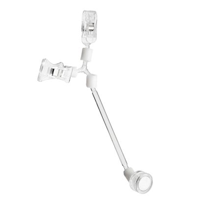 Sign Clip s mini svorkou, malou svorkou a patkou s neodymovým magnetem, 10 cm prodloužení, transparentní 