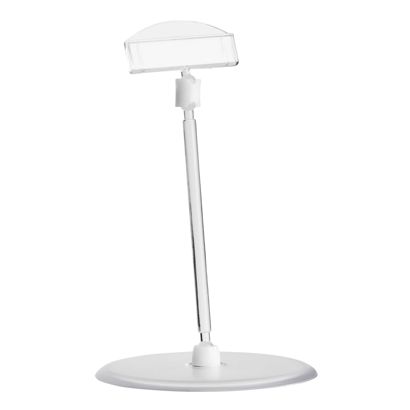 Sign-clip with price tag holder and base plate (Ø 90 mm), 10 cm extension, transparent 