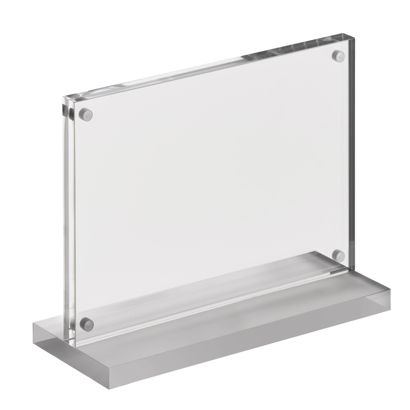Magnetický stojan ve tvaru T s průhledným matným podstavcem A6 105 x 148 mm  | Formát na šířku 