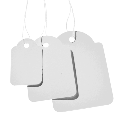 Hanging labels with thread 