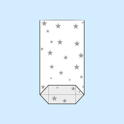 Cross bottom bags, OPP foil, stars 115 x 190 mm