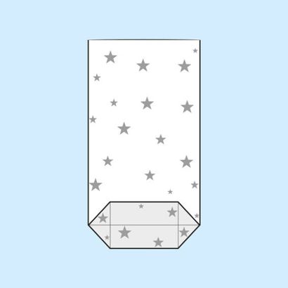 Cross bottom bags, OPP foil, stars 145 x 235 mm