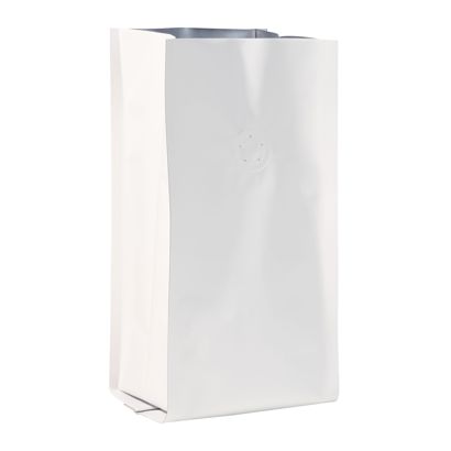 Coffee bag with aroma valve, white 245 x 100 mm