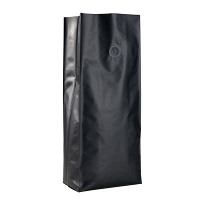 Gusseted bags with aroma valve, black 380 x 130 mm 