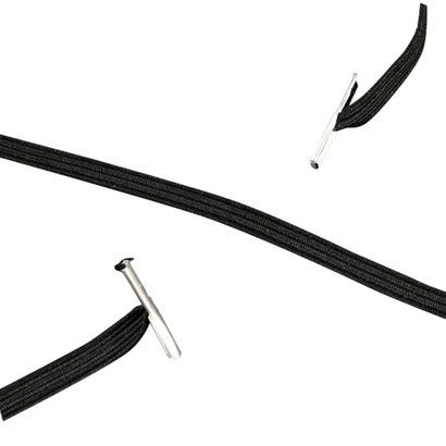 Flat elastic cord with two metal ends 