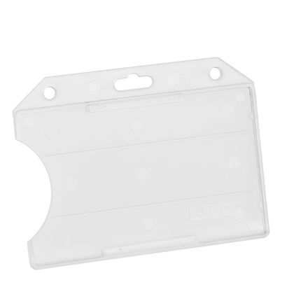 Open ID pockets for credit card size, rigid plastic, with round holes and euro hole 