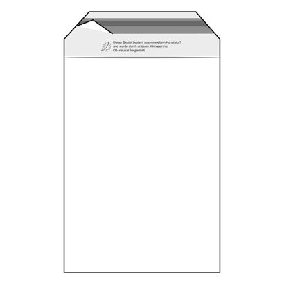 Bags with flap, PE foil, recloseable, transparent 180 x 250 mm - recycled