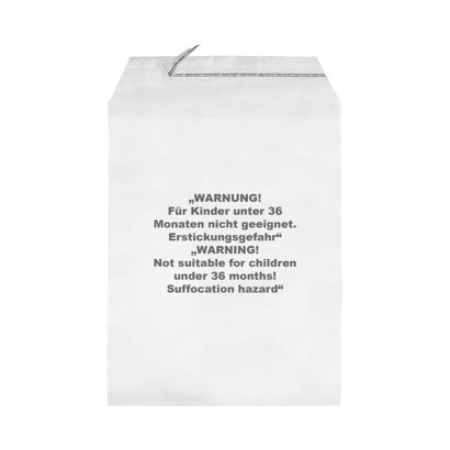 Folie se samolepicí klopou a výstražným potiskem, opětovně uzavíratelné provedení, PP folie, transparentní 215 x 310 mm 