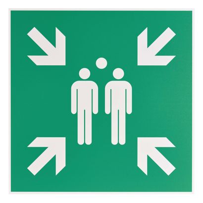 Evacuation Assembly Point sign, aluminium, 400 x 400 mm 