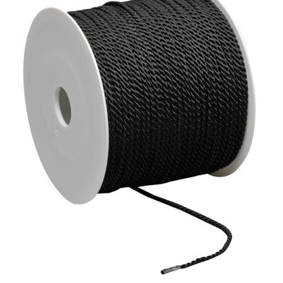 Atlasové šňůrky na cívce, 2 mm x 100 m, Viskóza černá 