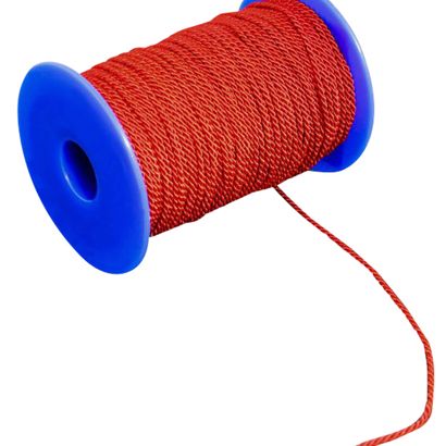 Atlasové šňůrky na cívce, 2 mm x 100 m, Viskóza červená 