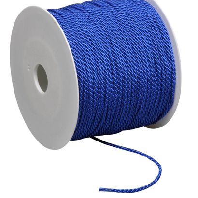 Atlasové šňůrky na cívce, 2 mm x 100 m, Viskóza modrá 