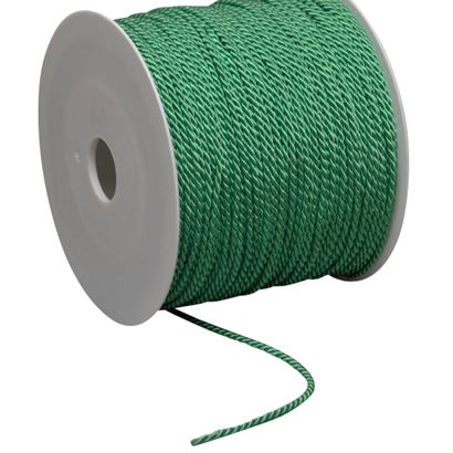 Atlasové šňůrky na cívce, 2 mm x 100 m, Viskóza světle zelená 