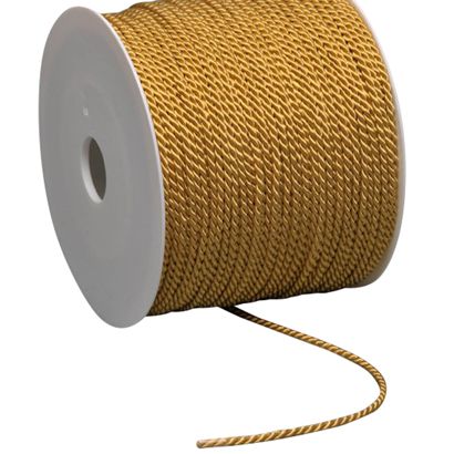 Atlasové šňůrky na cívce, 2 mm x 100 m, Viskóza zlatá 