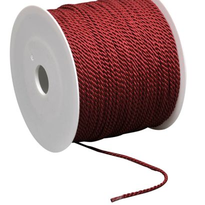 Atlasové šňůrky na cívce, 2 mm x 100 m, Viskóza bordó 