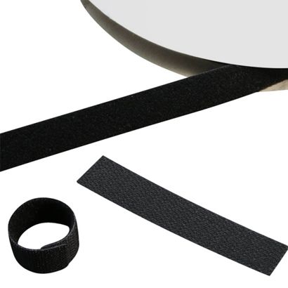 Hook and loop fasteners, back to back , Roll with 5 m, black 20 mm