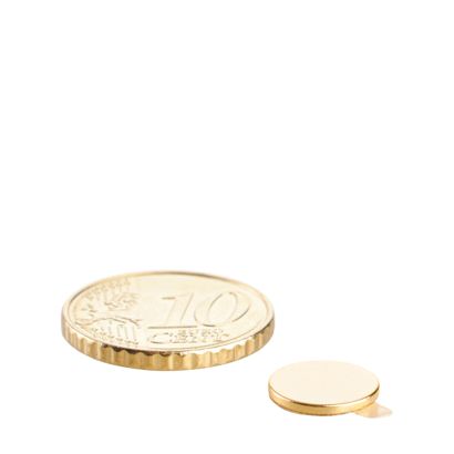 Kotoučové magnety z neodymu, samolepicí 10 mm x 1 mm  | zlatá  | 3M 467 