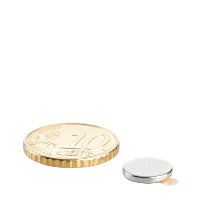 Kotoučové magnety z neodymu, samolepicí 10 mm x 1,5 mm  | stříbrná  | 3M 467 