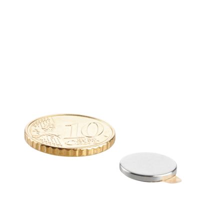 Kotoučové magnety z neodymu, samolepicí 12 mm x 1,5 mm  | stříbrná  | 3M 467 