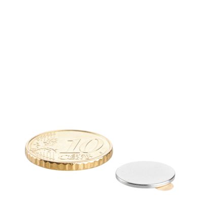 Kotoučové magnety z neodymu, samolepicí 13 mm x 1 mm  | stříbrná  | 3M 467 